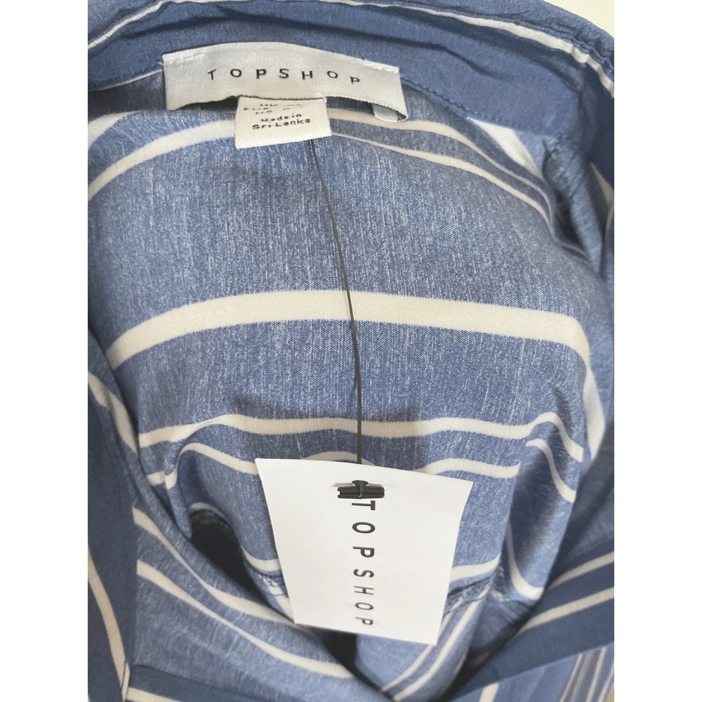 Topshop Striped‎ Oversized Shirt Dress Blue White XS Size 0-2 Button Down Career - Picture 10 of 13